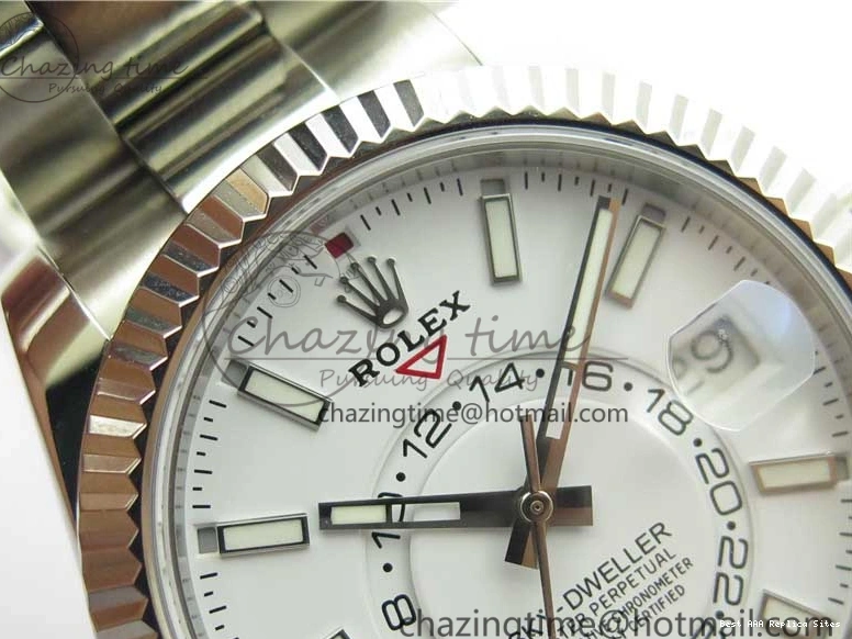 Good Copy Rolex Watches Noob Asian Sky-Dweller Best White SS 1:1 Bracelet 326934 23J Edition to TechFriendly 2880 SS Dial on 0111